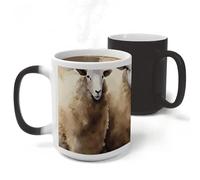 Rkklvbns Color Changing Sheeps Watercolor Coffee Mug for Office, Ceramic Magic Mugs with Handle, Personalized Novelty Cup for Home, Party, Funny Tea Cups for Birthday Gift, 11 Oz