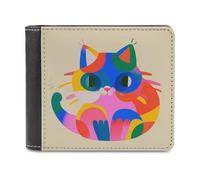 Rkklvbns Colorful Cats Leather Wallets RFID Blocking Slim Front Pocket Wallet Leather Money Clip, Stylish Mens Bifold Wallet Credit Card Holder Gift for Men