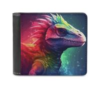 Rkklvbns Colorful Dinosaur Leather Wallets RFID Blocking Slim Front Pocket Wallet Leather Money Clip, Stylish Mens Bifold Wallet Credit Card Holder Gift for Men