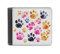 Rkklvbns Colorful Dog Paws Leather Wallets RFID Blocking Slim Front Pocket Wallet Leather Money Clip, Stylish Mens Bifold Wallet Credit Card Holder Gift for Men