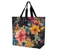 Rkklvbns Colorful Flowers Women Tote Bag Shoulder Grocerie Bags Portable Storage Handbag Lightweight Durable for Work Travel Casual Bag