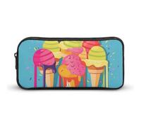 Rkklvbns Colorful Ice Cream Large Pencil Case Portable Pencil Bag with Zipper Stationery Organizer Simple Storage Aesthetic Stationery for Office College Adult Use