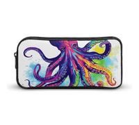 Rkklvbns Colorful Octopus Large Pencil Case Portable Pencil Bag with Zipper Stationery Organizer Simple Storage Aesthetic Stationery for Office College Adult Use