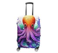 Rkklvbns Colorful Octopus Luggage Cover for Travel, Washable Suitcase Protector for Home, Anti Scratch Luggage Covers with Zippers on Both Sides, Stretchable Outdoor Accessories, white, L, Luggage
