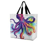 Rkklvbns Colorful Octopus Women Tote Bag Shoulder Grocerie Bags Portable Storage Handbag Lightweight Durable for Work Travel Casual Bag