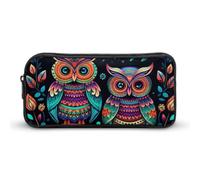 Rkklvbns Colorful Owl Pictures Large Pencil Case Portable Pencil Bag with Zipper Stationery Organizer Simple Storage Aesthetic Stationery for Office College Adult Use