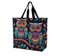 Rkklvbns Colorful Owl Pictures Women Tote Bag Shoulder Grocerie Bags Portable Storage Handbag Lightweight Durable for Work Travel Casual Bag