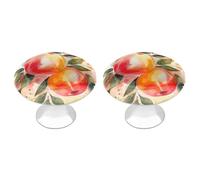 Rkklvbns Colorful Peach Watercolor Design Cabinet Handles 2 Pack Modern Dresser Drawer Knobs with 1.1 Inch Center Hole Solid Round Wardrobe Pulls for Kitchen Cabinets Bedroom