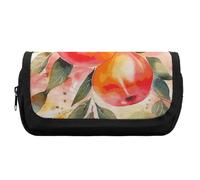 Rkklvbns Colorful Peach Watercolor Design Pencil Case Double Large Capacity Pencil Box Durable Pen Bag with Zipper Multi-Slot Pen Pouch Stylish Office Storage Box