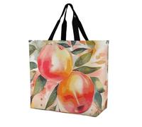 Rkklvbns Colorful Peach Watercolor Design Women Tote Bag Shoulder Grocerie Bags Portable Storage Handbag Lightweight Durable for Work Travel Casual Bag