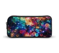 Rkklvbns Colorful Rainbow Stars Large Pencil Case Portable Pencil Bag with Zipper Stationery Organizer Simple Storage Aesthetic Stationery for Office College Adult Use