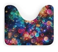 Rkklvbns Colorful Rainbow Stars Toilet Rugs U Shaped Non Slip Around Bath Mat Soft Absorbent 20"x16" Thin Bathroom Rugs for Sink, Tub, Shower and Toilet