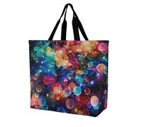 Rkklvbns Colorful Rainbow Stars Women Tote Bag Shoulder Grocerie Bags Portable Storage Handbag Lightweight Durable for Work Travel Casual Bag