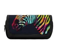 Rkklvbns Colorful Rainbow Zebra Pencil Case Double Large Capacity Pencil Box Durable Pen Bag with Zipper Multi-Slot Pen Pouch Stylish Office Storage Box