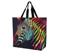 Rkklvbns Colorful Rainbow Zebra Women Tote Bag Shoulder Grocerie Bags Portable Storage Handbag Lightweight Durable for Work Travel Casual Bag