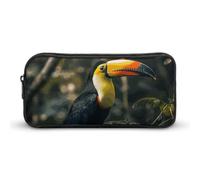 Rkklvbns Colorful Toucan Large Pencil Case Portable Pencil Bag with Zipper Stationery Organizer Simple Storage Aesthetic Stationery for Office College Adult Use