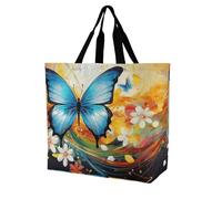 Rkklvbns Colorful with Butterfly Women Tote Bag Shoulder Grocerie Bags Portable Storage Handbag Lightweight Durable for Work Travel Casual Bag