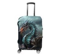 Rkklvbns Cool Dragon Luggage Cover for Travel, Washable Suitcase Protector for Home, Anti Scratch Luggage Covers with Zippers on Both Sides, Stretchable Outdoor Accessories, white, M, Luggage Case