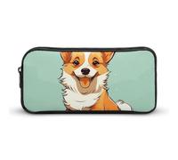Rkklvbns Corgi Cute Dog Large Pencil Case Portable Pencil Bag with Zipper Stationery Organizer Simple Storage Aesthetic Stationery for Office College Adult Use