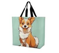 Rkklvbns Corgi Cute Dog Women Tote Bag Shoulder Grocerie Bags Portable Storage Handbag Lightweight Durable for Work Travel Casual Bag