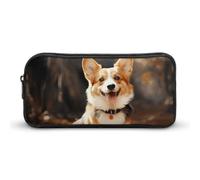 Rkklvbns Corgi Dog Large Pencil Case Portable Pencil Bag with Zipper Stationery Organizer Simple Storage Aesthetic Stationery for Office College Adult Use