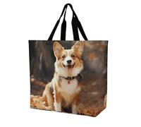 Rkklvbns Corgi Dog Women Tote Bag Shoulder Grocerie Bags Portable Storage Handbag Lightweight Durable for Work Travel Casual Bag