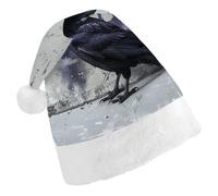 Rkklvbns Crow on The Ground Christmas Hat Personalization Party Headwear Funny Santa Claus Hat Comfort Classic Adults Christmas Hats For Festive Holiday Party Supplies