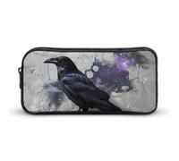 Rkklvbns Crow on The Ground Large Pencil Case Portable Pencil Bag with Zipper Stationery Organizer Simple Storage Aesthetic Stationery for Office College Adult Use