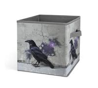 Rkklvbns Crow on The Ground Storage Bins, Collapsible Storage Basket with Handles, Large Clothes Fabric Organizer Bin for Organizing Books Blankets Toys