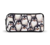 Rkklvbns Cute Baby Penguins Sketch Large Pencil Case Portable Pencil Bag with Zipper Stationery Organizer Simple Storage Aesthetic Stationery for Office College Adult Use