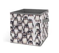 Rkklvbns Cute Baby Penguins Sketch Storage Bins, Collapsible Storage Basket with Handles, Large Clothes Fabric Organizer Bin for Organizing Books Blankets Toys