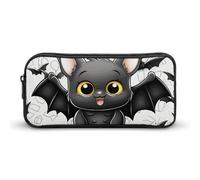Rkklvbns Cute Bat Large Pencil Case Portable Pencil Bag with Zipper Stationery Organizer Simple Storage Aesthetic Stationery for Office College Adult Use