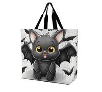 Rkklvbns Cute Bat Women Tote Bag Shoulder Grocerie Bags Portable Storage Handbag Lightweight Durable for Work Travel Casual Bag