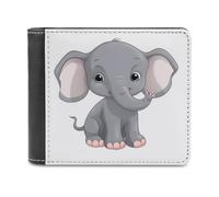 Rkklvbns Cute Cartoon Elephant Leather Wallets RFID Blocking Slim Front Pocket Wallet Leather Money Clip, Stylish Mens Bifold Wallet Credit Card Holder Gift for Men