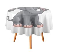 Rkklvbns Cute Cartoon Elephant Tablecloth for Wedding, Washable Table Cloth for Restaurant, Round Polyester Table Cover 70x70in for Party, Waterproof Tablecloth for Banquet, Holiday Decor