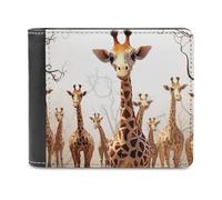 Rkklvbns Cute Cartoon Funny Giraffes Leather Wallets RFID Blocking Slim Front Pocket Wallet Leather Money Clip, Stylish Mens Bifold Wallet Credit Card Holder Gift for Men
