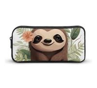 Rkklvbns Cute Cartoon Sloth Large Pencil Case Portable Pencil Bag with Zipper Stationery Organizer Simple Storage Aesthetic Stationery for Office College Adult Use