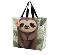 Rkklvbns Cute Cartoon Sloth Women Tote Bag Shoulder Grocerie Bags Portable Storage Handbag Lightweight Durable for Work Travel Casual Bag