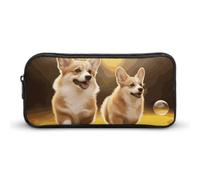 Rkklvbns Cute Corgi Dog Large Pencil Case Portable Pencil Bag with Zipper Stationery Organizer Simple Storage Aesthetic Stationery for Office College Adult Use