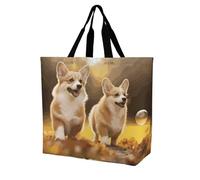 Rkklvbns Cute Corgi Dog Women Tote Bag Shoulder Grocerie Bags Portable Storage Handbag Lightweight Durable for Work Travel Casual Bag