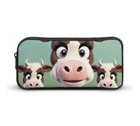 Rkklvbns Cute Cow Large Pencil Case Portable Pencil Bag with Zipper Stationery Organizer Simple Storage Aesthetic Stationery for Office College Adult Use