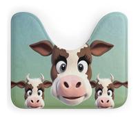 Rkklvbns Cute Cow Toilet Rugs U Shaped Non Slip Around Bath Mat Soft Absorbent 20"x16" Thin Bathroom Rugs for Sink, Tub, Shower and Toilet