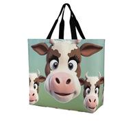 Rkklvbns Cute Cow Women Tote Bag Shoulder Grocerie Bags Portable Storage Handbag Lightweight Durable for Work Travel Casual Bag