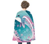 Rkklvbns Cute Dolphin Snowflake Halloween Cape Reversible Cloak Dress Up Capes Personalization Superhero Capes Cosplay Clothing Decoration For Holiday Party