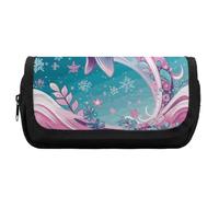 Rkklvbns Cute Dolphin Snowflake Pencil Case Double Large Capacity Pencil Box Durable Pen Bag with Zipper Multi-Slot Pen Pouch Stylish Office Storage Box