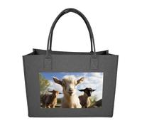 Rkklvbns Cute Goat Tote Bag for Unisex, Felt Shopping Case, Reusable Shoulder Bags with Handles, Handbag, Dark Gray, One Size
