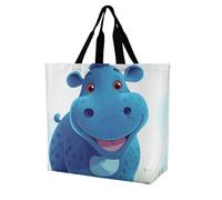 Rkklvbns Cute Hippo Women Tote Bag Shoulder Grocerie Bags Portable Storage Handbag Lightweight Durable for Work Travel Casual Bag