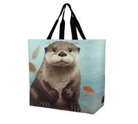 Rkklvbns Cute Otter Women Tote Bag Shoulder Grocerie Bags Portable Storage Handbag Lightweight Durable for Work Travel Casual Bag