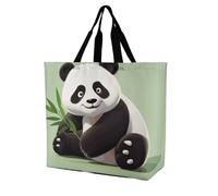 Rkklvbns Cute Panda Women Tote Bag Shoulder Grocerie Bags Portable Storage Handbag Lightweight Durable for Work Travel Casual Bag