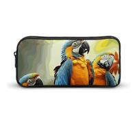 Rkklvbns Cute Parrots Large Pencil Case Portable Pencil Bag with Zipper Stationery Organizer Simple Storage Aesthetic Stationery for Office College Adult Use